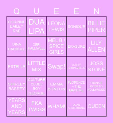 DRAG RACE UK LIP SYNC BINGO Card
