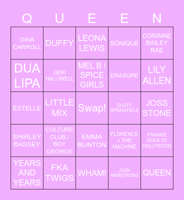 DRAG RACE UK LIP SYNC BINGO Card