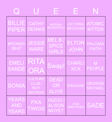 DRAG RACE UK LIP SYNC BINGO Card