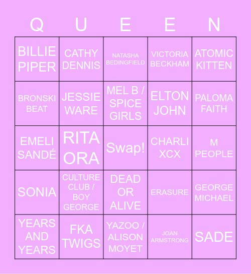 DRAG RACE UK LIP SYNC BINGO Card