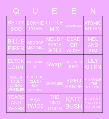 DRAG RACE UK LIP SYNC BINGO Card