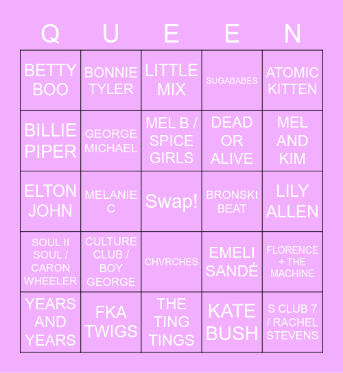 DRAG RACE UK LIP SYNC BINGO Card