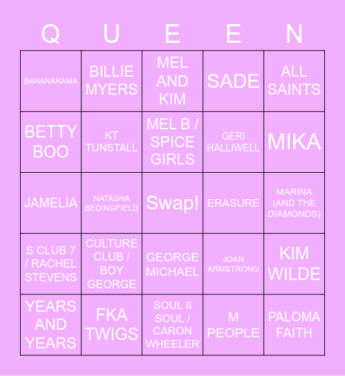 DRAG RACE UK LIP SYNC BINGO Card