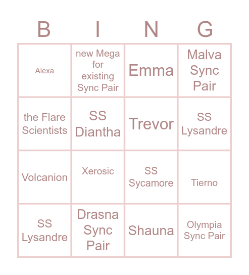 Kalos Arc Bingo Card