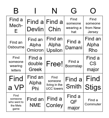 Brotherhood Bingo Card