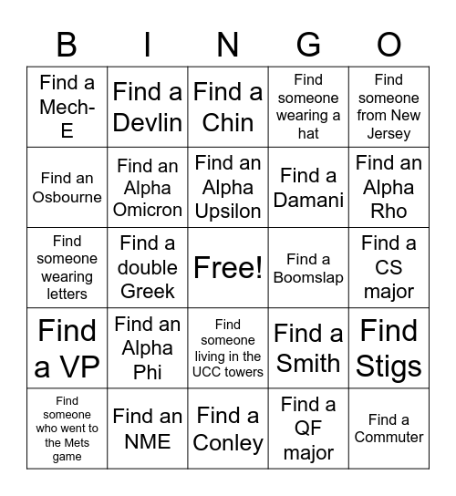 Brotherhood Bingo Card