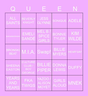 DRAG RACE UK LIP SYNC BINGO Card