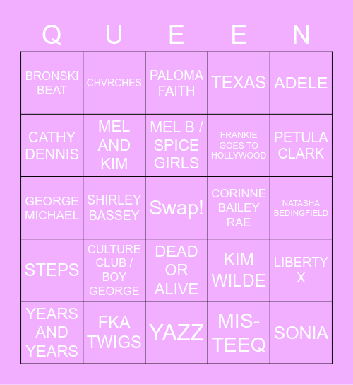 DRAG RACE UK LIP SYNC BINGO Card