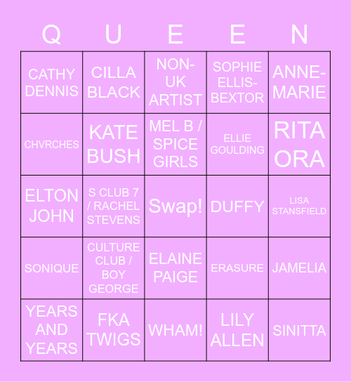 DRAG RACE UK LIP SYNC BINGO Card