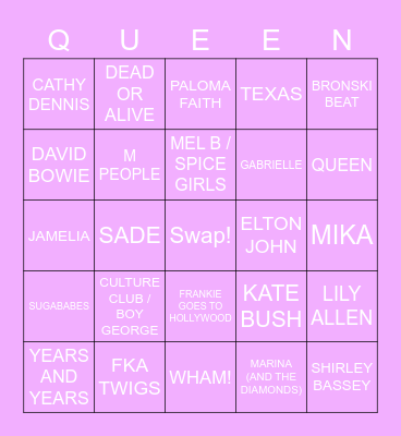 DRAG RACE UK LIP SYNC BINGO Card