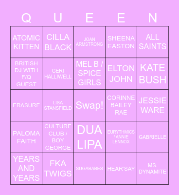 DRAG RACE UK LIP SYNC BINGO Card