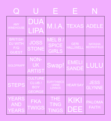 DRAG RACE UK LIP SYNC BINGO Card