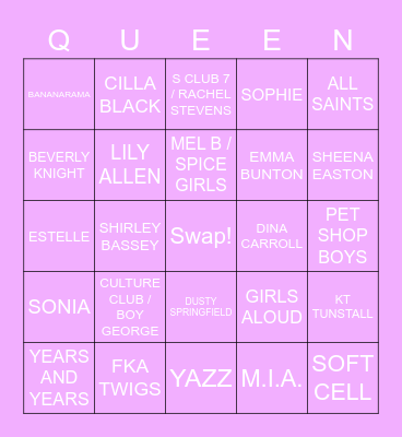 DRAG RACE UK LIP SYNC BINGO Card