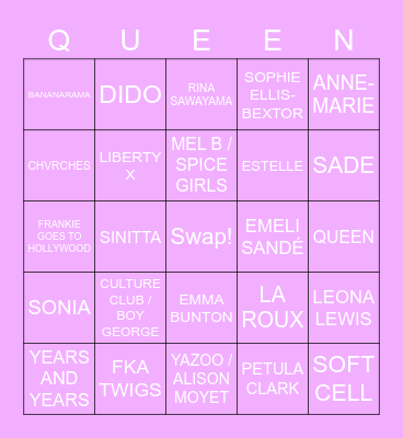 DRAG RACE UK LIP SYNC BINGO Card