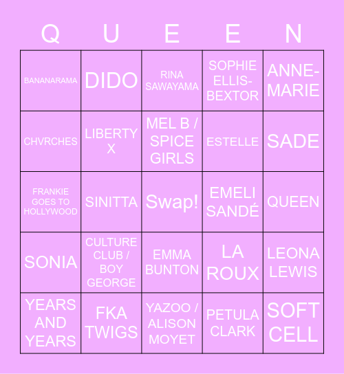 DRAG RACE UK LIP SYNC BINGO Card