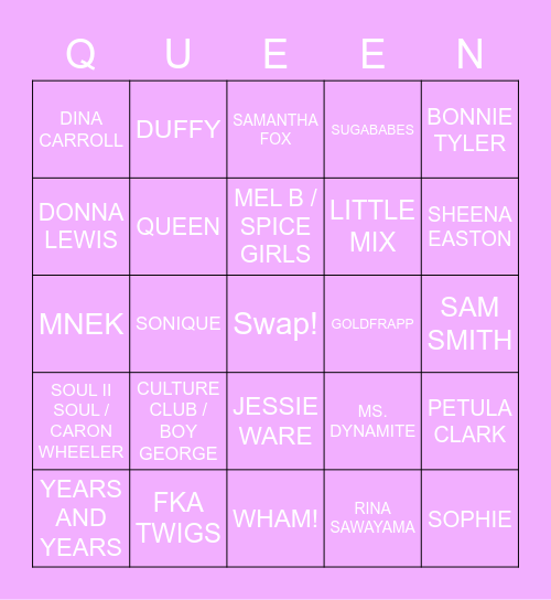 DRAG RACE UK LIP SYNC BINGO Card