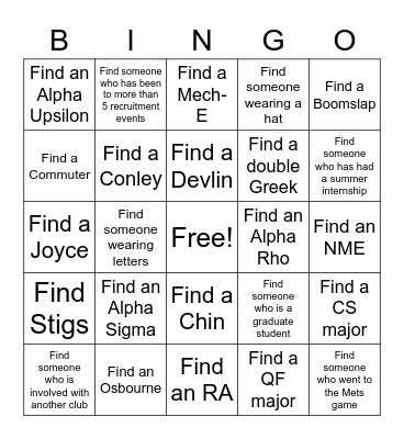 Brotherhood Bingo Card