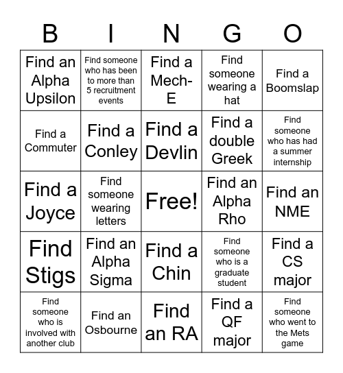 Brotherhood Bingo Card