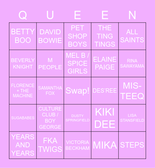 DRAG RACE UK LIP SYNC BINGO Card