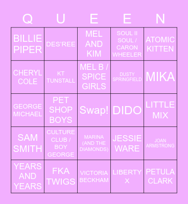 DRAG RACE UK LIP SYNC BINGO Card
