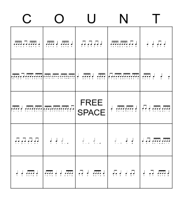 RHYTHM BINGO 6 (B) Bingo Card