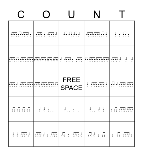 RHYTHM BINGO 6 (B) Bingo Card