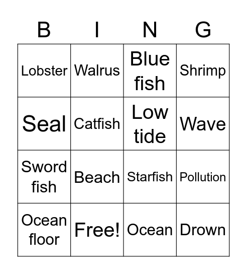 Ocean sign 🌊 Bingo Card