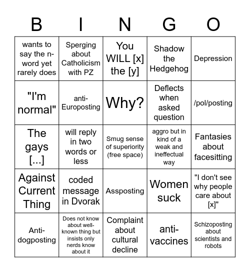 Hatposting bingo Card