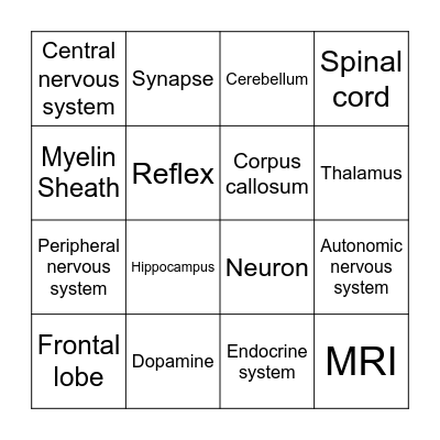 Biopsychology Bingo Card