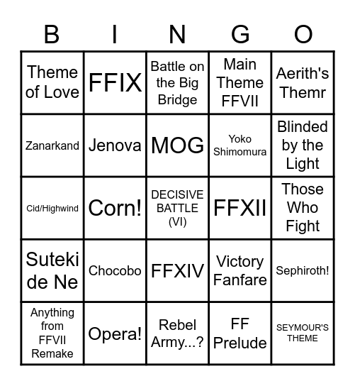 NEW WORLD FF BINGOOO Bingo Card
