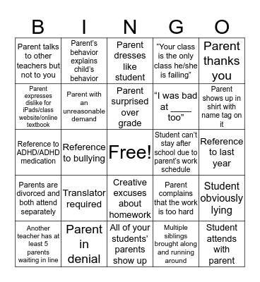 Conference Bingo Card