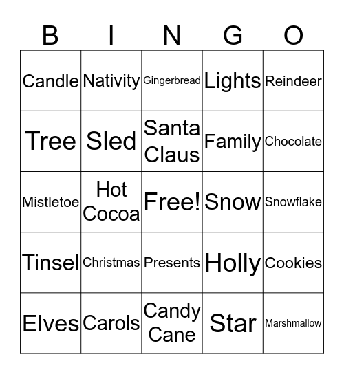 Christmas Bingo Card