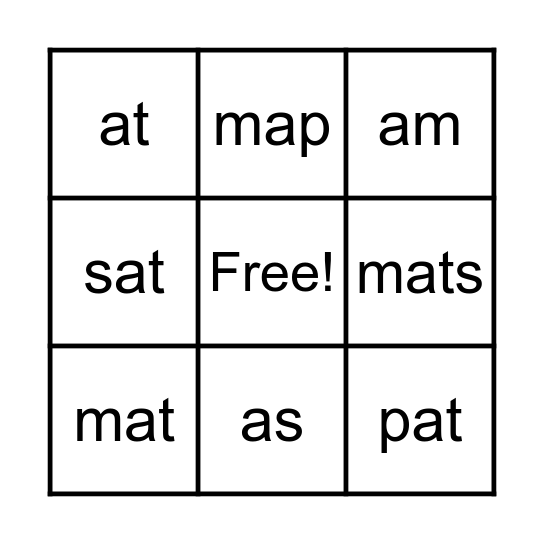 Making Words 2 Bingo Card