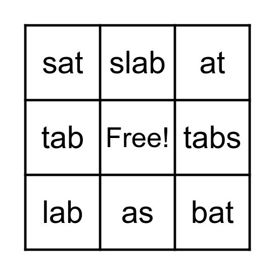 Making Words 3 Bingo Card