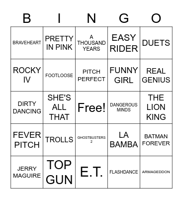 MOVIES B SIDE Bingo Card