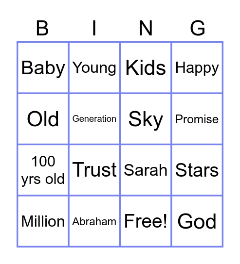 Abraham and Sarah Bingo Card