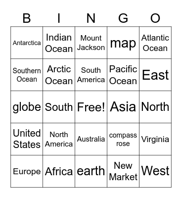 Maps Bingo Card