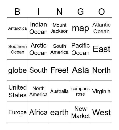 Maps Bingo Card