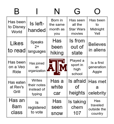 Hullabaloo U Bingo! Bingo Card