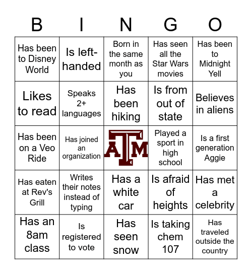 Hullabaloo U Bingo! Bingo Card