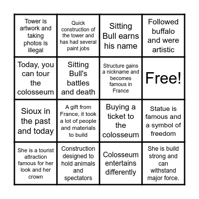 Main Idea Bingo Card