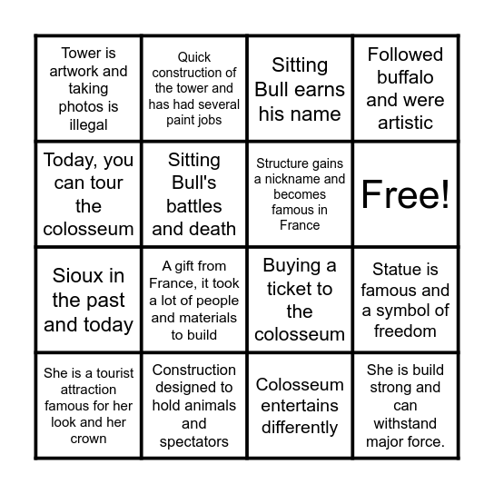 Main Idea Bingo Card