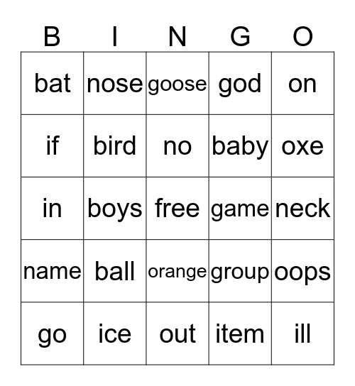 Gilmore Community Center Bingo Card