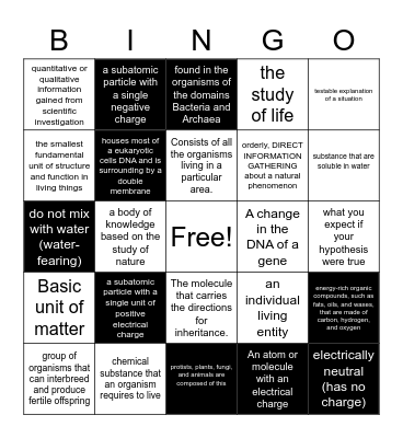 Bio Bingo Card