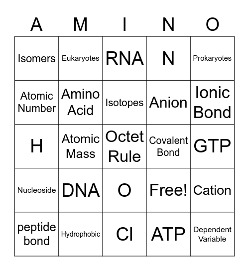 Lab Quiz 4 Bingo Card