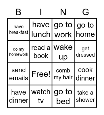 Daily Routines Bingo Card