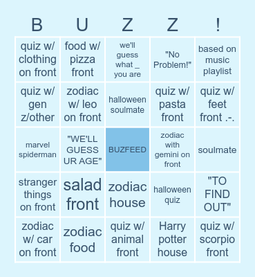 Buzzfeed Bingo Card