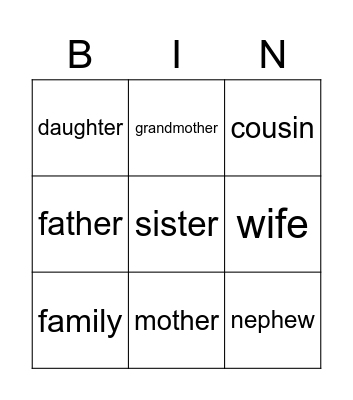 Family! Bingo Card