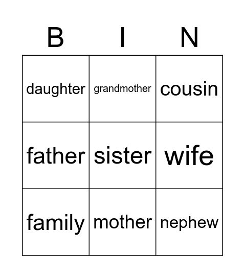 Family! Bingo Card