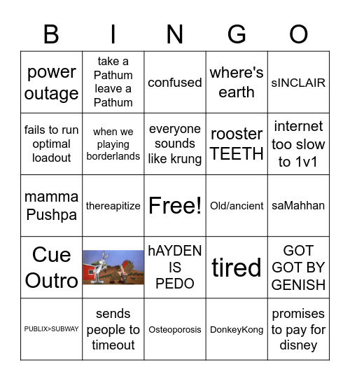 P$ Bingo Card